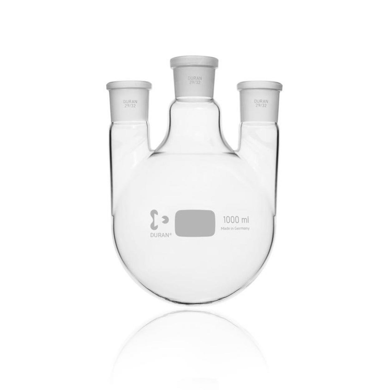 Round-bottom Flask 1000 ml Three-neck, Side Necks parallel, Center Neck NS 29/32, Side Necks NS 29/32