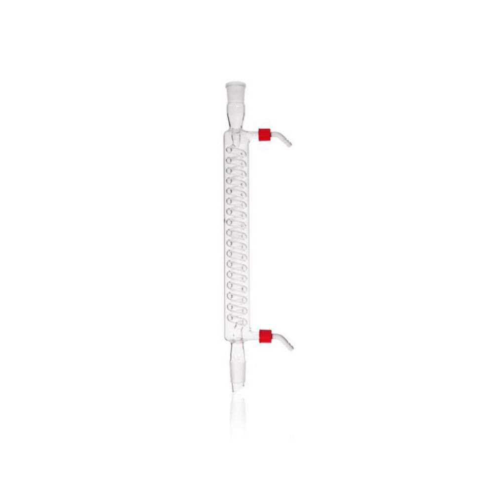 DURAN® Coil distillate condenser, with 2 screw-on plastic hose connections, NS 24/29, jacket length 300 mm