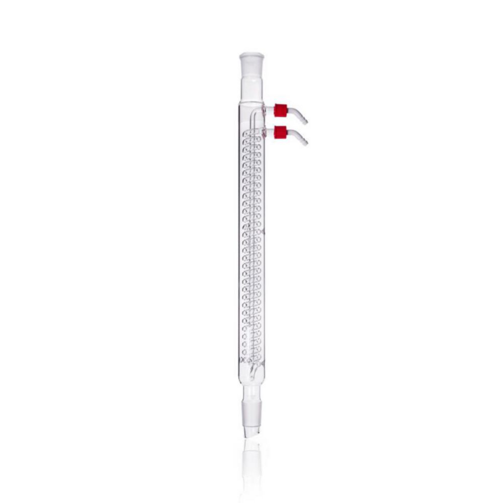 DURAN® Coil condenser, Dimroth type, with 2 screw-on plastic hose connections, NS 29/32, jacket length 400 mm