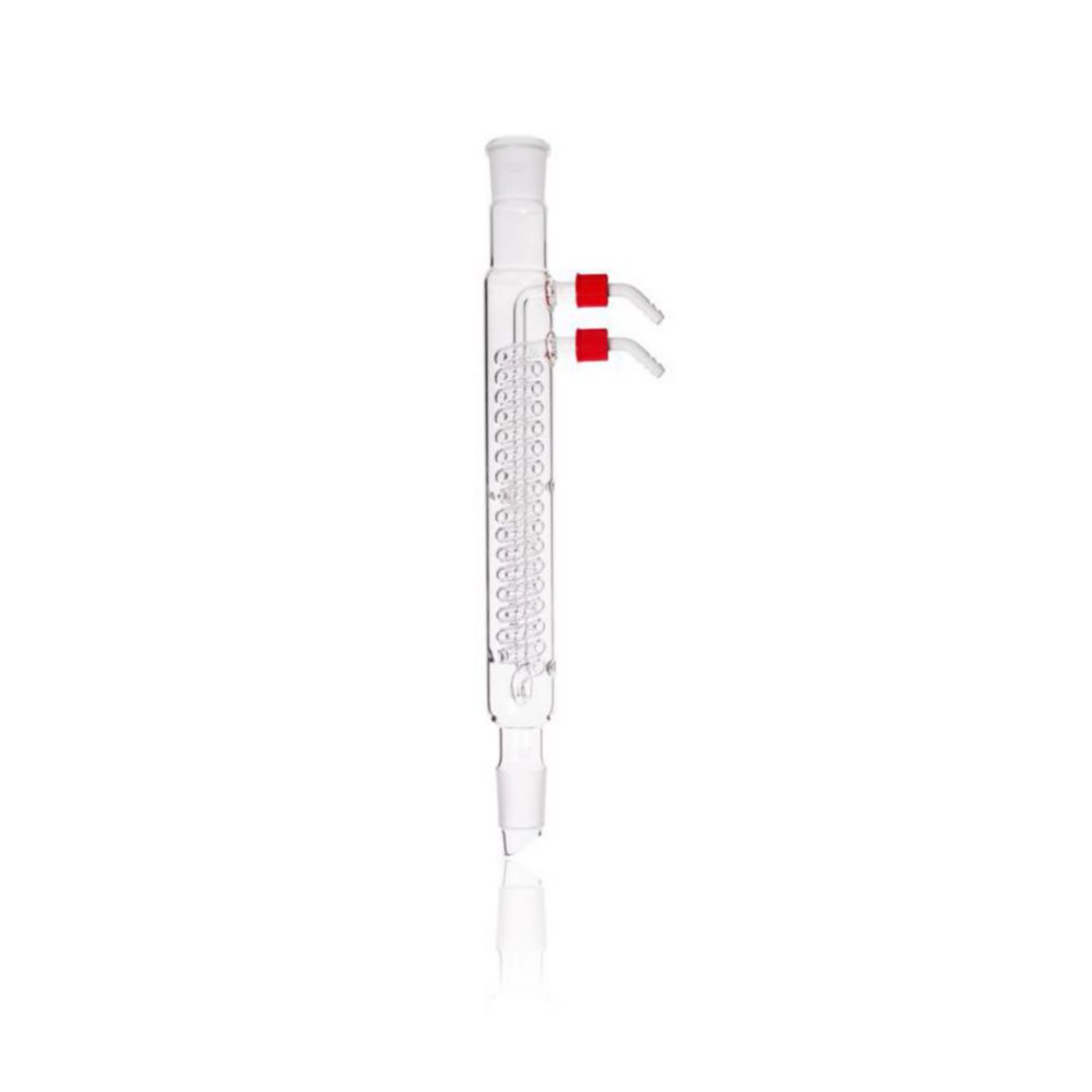 DURAN® Coil condenser, Dimroth type, with 2 screw-on plastic hose connections, NS 29/32, jacket length 250 mm