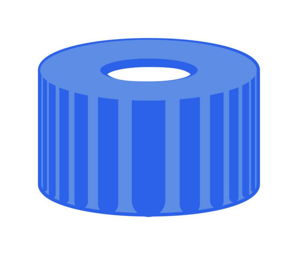 Screw Cap, N 9, blue PP, hole PTFE virginal, white, pack of 100