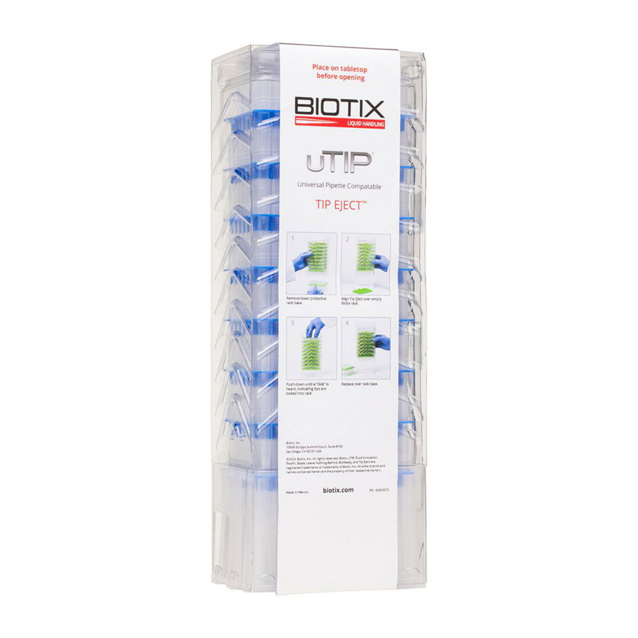 Pipette Tips 1000uL UTIP ST LR TE BTX pack of 8x96