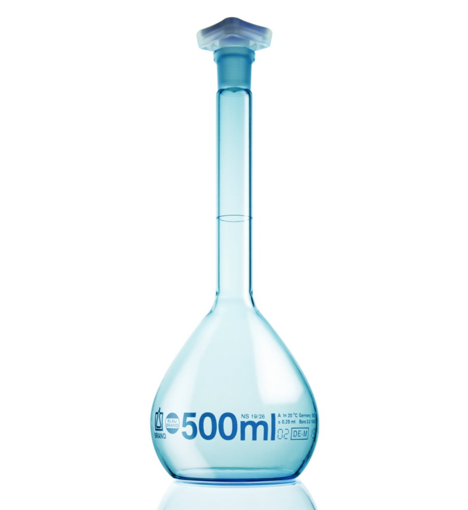 Volumteric flask 100 ml, class A BLAUBRAND®, NS-PP-stopper, NS 14/23,