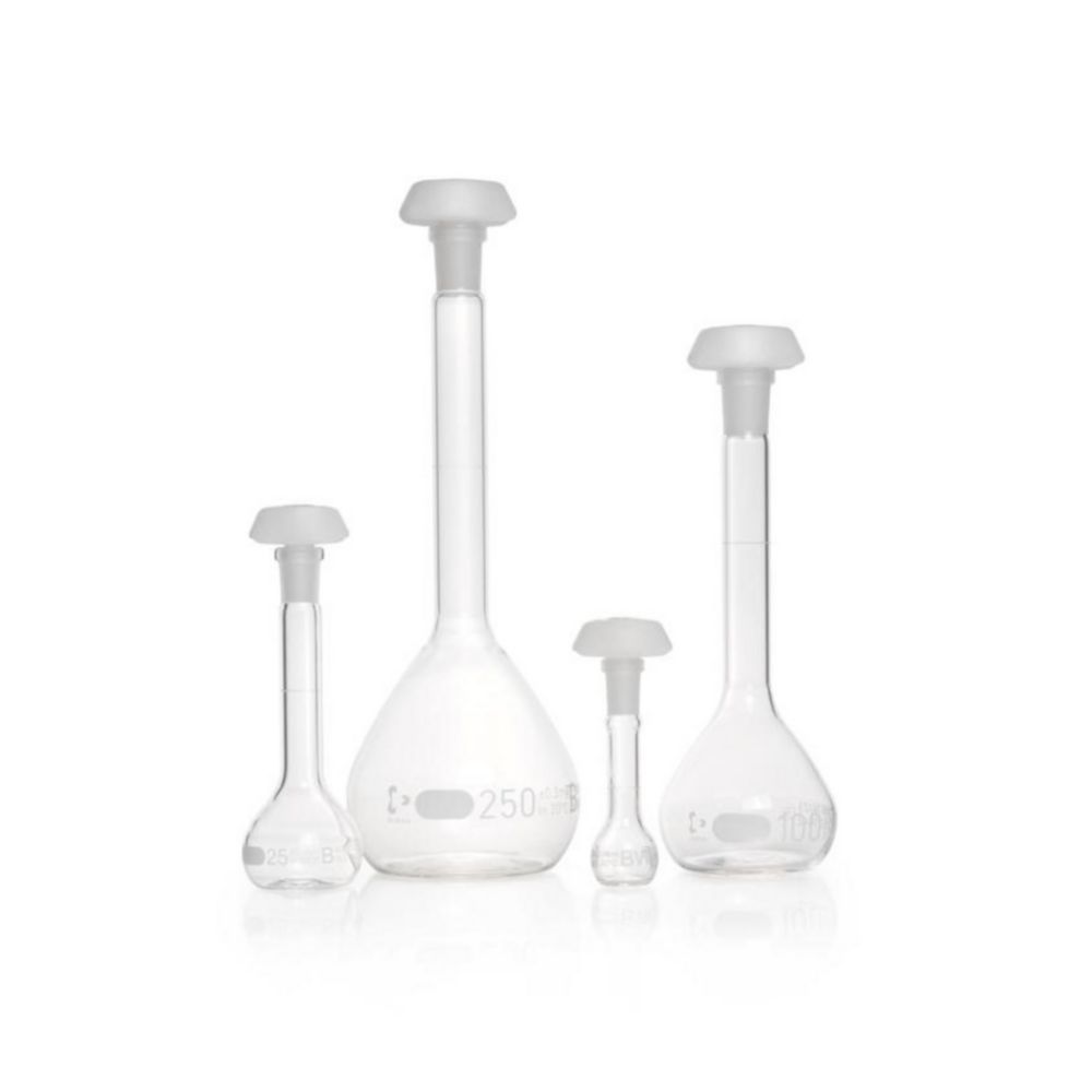 DURAN® Volumetric flask 20 ml, class B white graduation, with one graduation mark, polyethylene stopper, NS 10/19