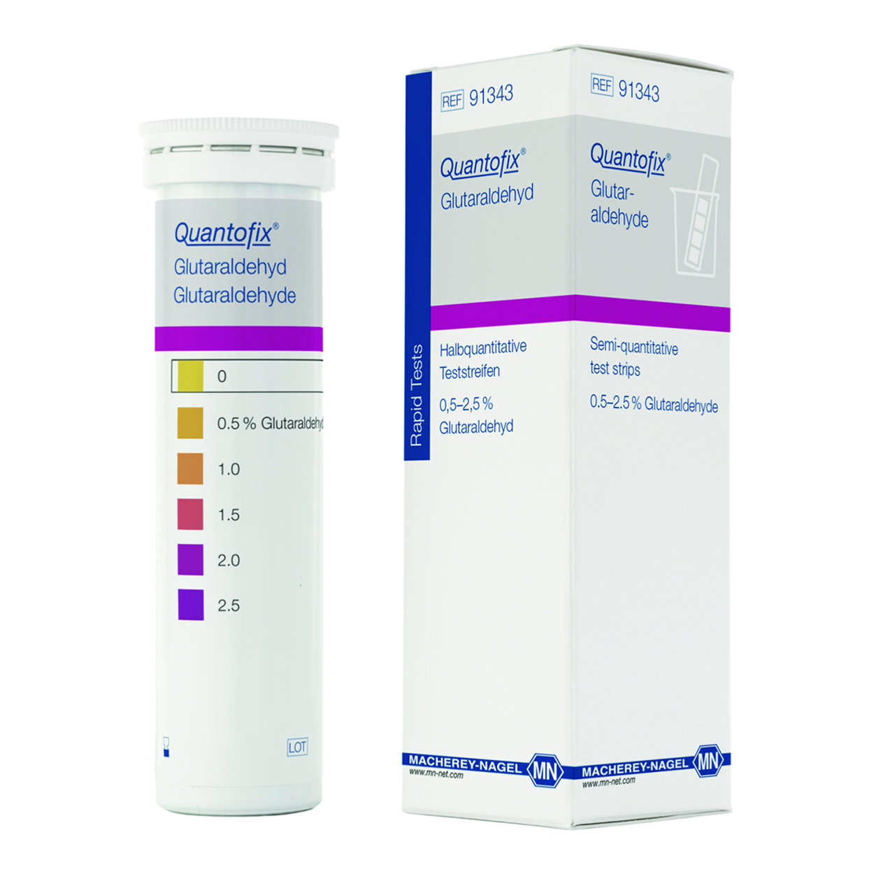 Quantofix® test stripes, Glutaraldehyde box of 100 test stripes