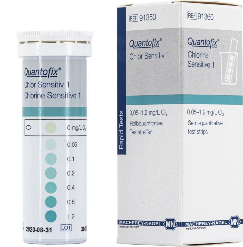 Quantofix® test strips, chlorine Sensitive 7x60 mm, pack of 50 test strips