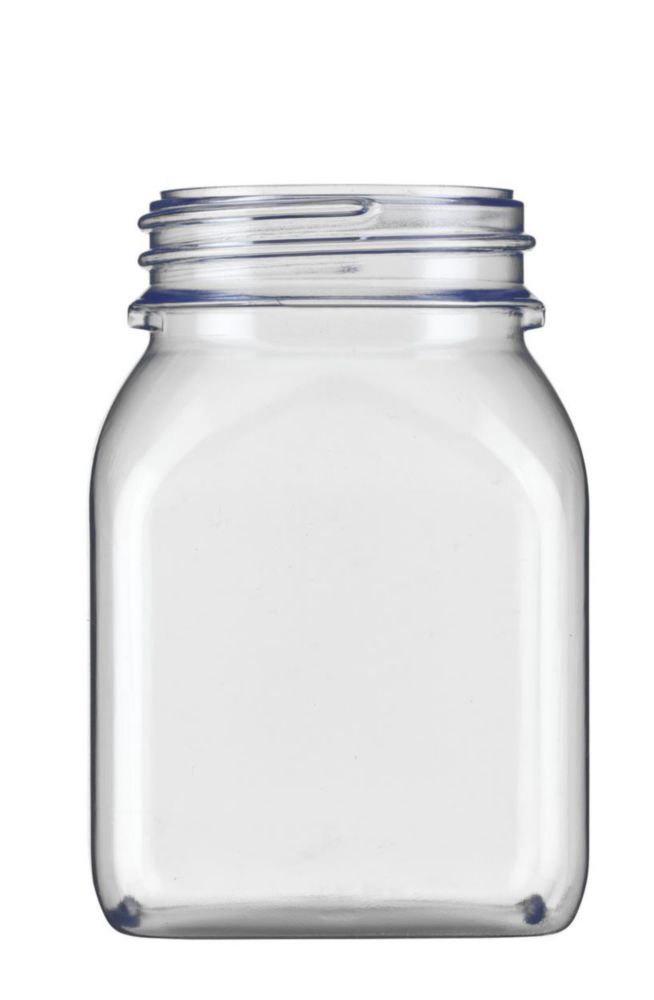 Wide mouth  containers, square shape PVC 500ml, clear without closure 9.074.073