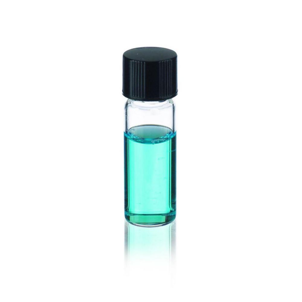 Vials in Lab File® 2 ml, clear borosilicate glass type I, black phenolic resin cap without hole PTFE 14B rubber insert, pack of 288