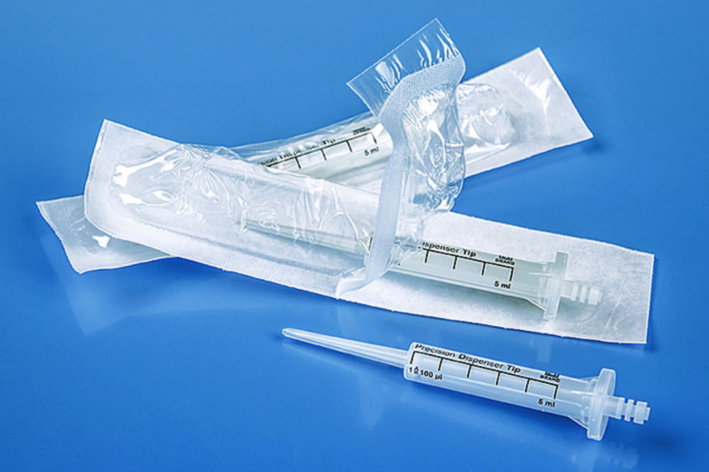PD tips II 5 ml, sterile BIO-CERT® piston PE-HD, cylinder PP, individually wrapped, pack of 100