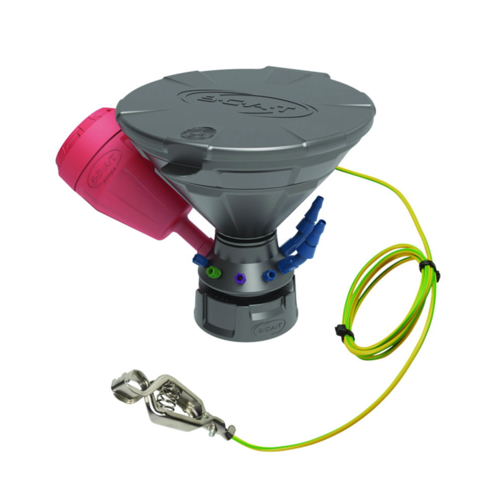 Universal Waste Hub "JAN" - S60/61 safety funnel, 4x 1,6/2,3/3,2 mm OD, electrostatic conductive