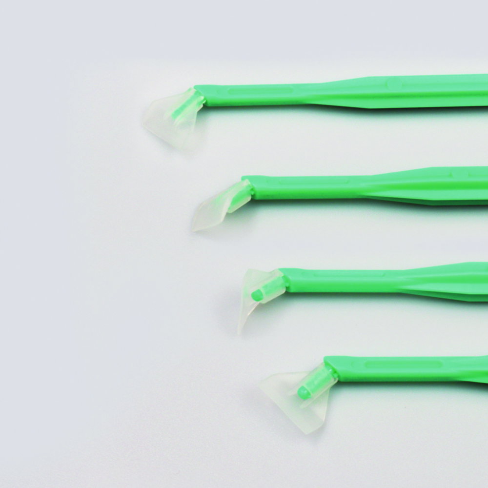 Cell scraper 30 cm, light green Individually packaged, sterile, pyrongen-free 12 cm free rotating blade, pack of 150