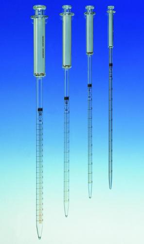 Graduated pipettes with piston, Soda-lime glass, amber stain graduation ...