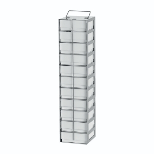 Classic rack for chest freezer for 11 boxes 50mm high, delivered including standard white cardboard boxes and 9x9 cell dividers, stainless_100208967