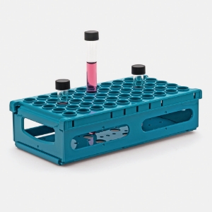 Test tube rack, blue High Density PP, 50 places, for tube dia. 12-13mm_9193141