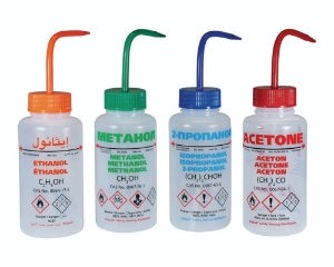 LLG-Safety vented wash bottle 500 ml Methanol, with pressure control valve, LDPE, AE/FR/UK_100193362