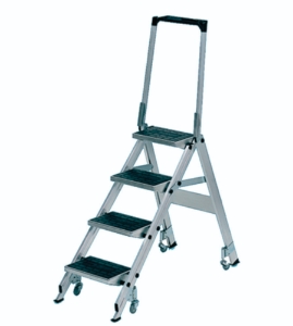 Safety steps, collapsible 4 steps, upper platform 0.90 m with a collapsible safety bar_9704409