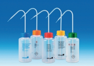 Safety washing bottle 500 ml wide neck, PE-LD, GL 45, ethanol with VENT CAP screw connection_100000380