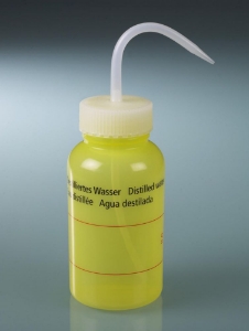 Wide-neck wash bottle 500 ml, LDPE, "distilled water", transparent closure, LaboPlast®_100251682