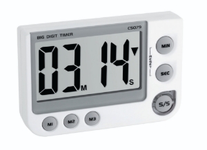 electronical Timer and stop watch, white memory function, LED warning light, with magnet, stand and attachment eye_100212896