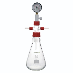 Woulff bottles 1000ml, Erlenmeyer pattern with analogue pressure gange_9305341