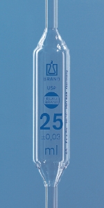 Bulb pipette 1 ml, 1 mark (950602) USP, BLAUBRAND®, cl.AS, conform. cert., blue grad. AR-Glas®, with USP single certificate_100213213