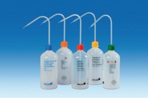 Safety washing bottle 1000 ml narrow neck, PE-LD, GL 32, ethanol with VENT CAP screw connection_9223359