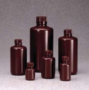 Narrow neck bottles, 15ml HDPE, amber, with closure_100217580