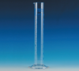 Measuring cylinder 25 ml, tall form glass, cl.A, blue scale, glass base, batch certified_9274172