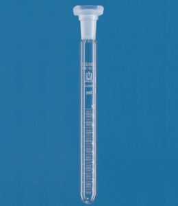 Graduated test tube 10 ml with PP-stopper, Borosilicate 3.3, white graduation, 15x165 mm_9190508