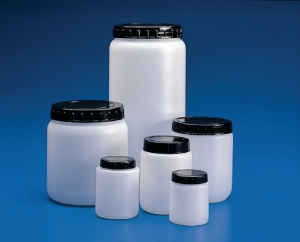 Cylindrical jar 500 ml, HDPE white, with black screw cap_100196758