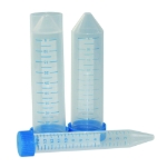 PP Tubes, 50 ml 30x115 mm tapered bottom, CELLSTAR®, SV blue, natural, grad. labeling area, stand-up rim, sterile, pack of 25