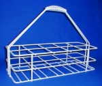 Bottle carriers for 1000ml Duran square bottles, PE-coated white, 2x3 compartments